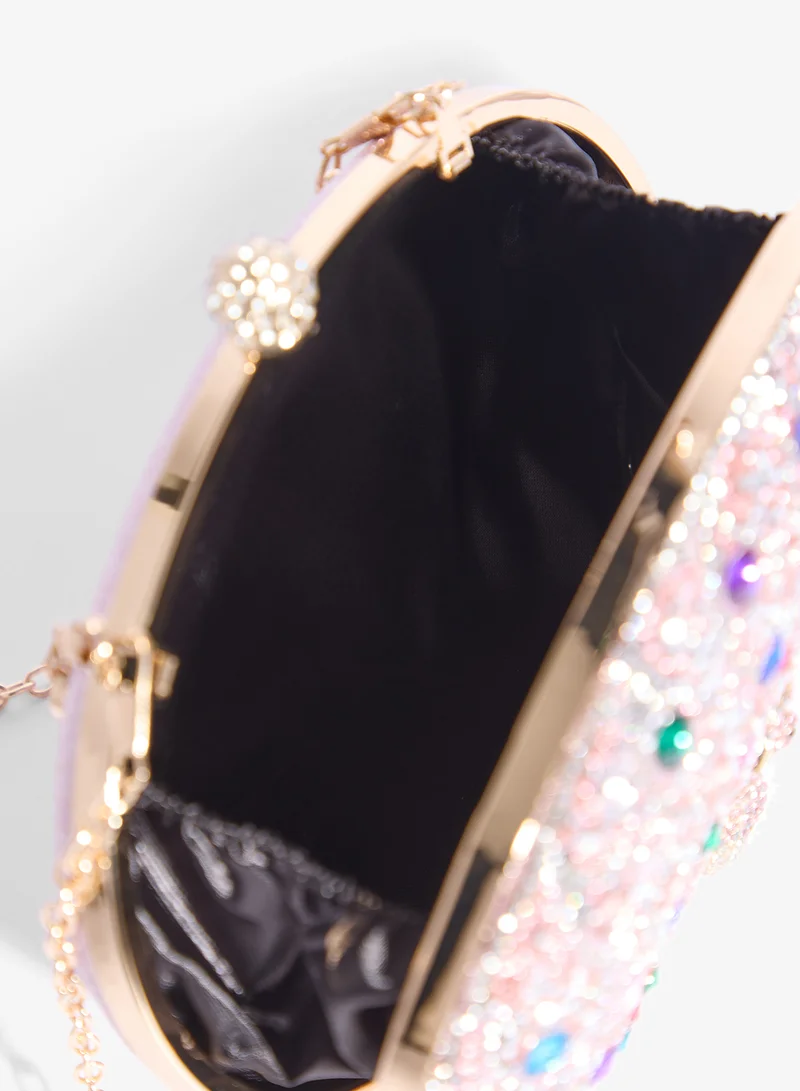 Khizana Pink Jewel Embellished Peacock Statement Clutch for Women | Best Price UAE
